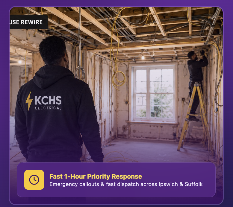 KCHS full house rewiring project in Ipswich